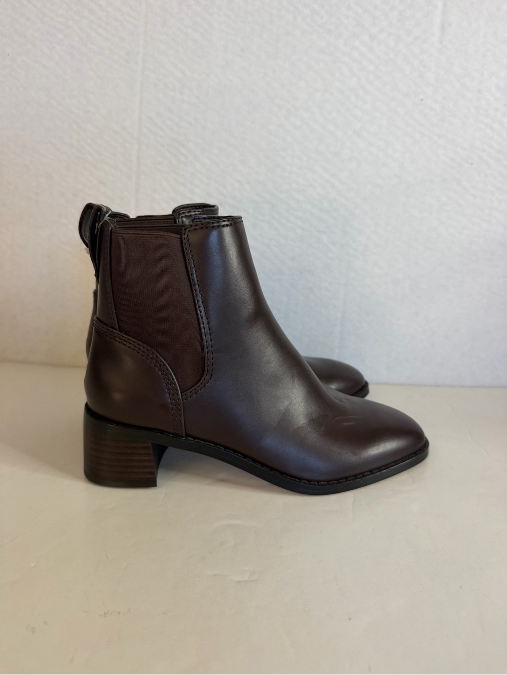 J crews Factory dark brown block-heel Chelsea ankle boots with elastic side pane